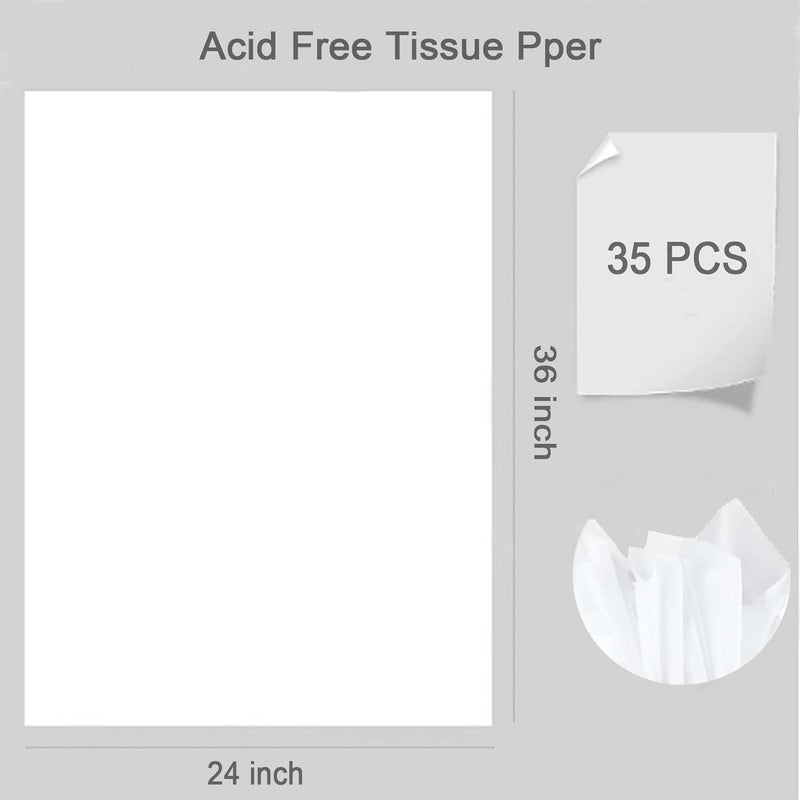 Beyoslf 35 Sheets 24'' x 36'' Acid Free Archival Wrapping Tissue Paper for Storage, White Unbuffered No Lignin No Acid Paper for Packaging&Storing Clothes Textiles Present Wrap - Image 2